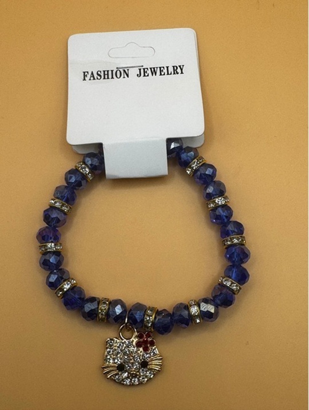 New Hello Kitty Beaded Charm Bracelets- Choose Color- (Blue)